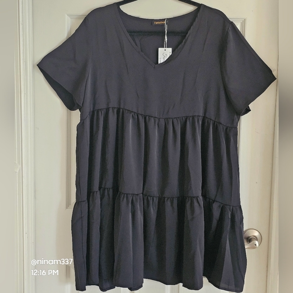 Fantaslook Flowy Swing Shift Dress Summer Sundress Vacation Beach Ocean - Picture 4 of 13